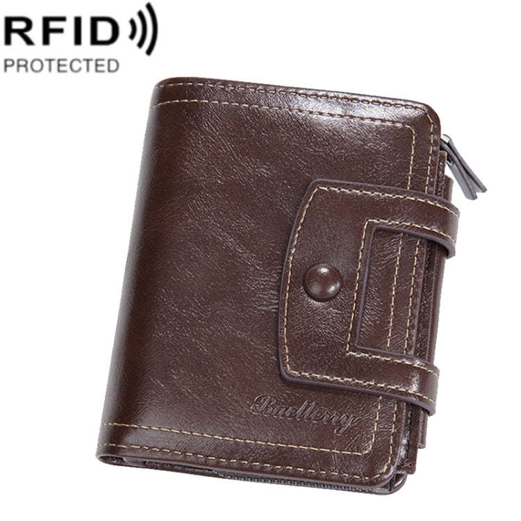 Baellerry D5112 RFID Anti-Theft Multi-Card Slot Buckle Tri-fold Zipper Short Wallet Coin Purse(Co...