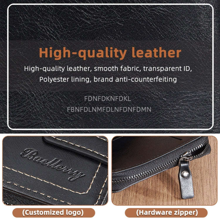 Baellerry D5112 RFID Anti-Theft Multi-Card Slot Buckle Tri-fold Zipper Short Wallet Coin Purse(Co...