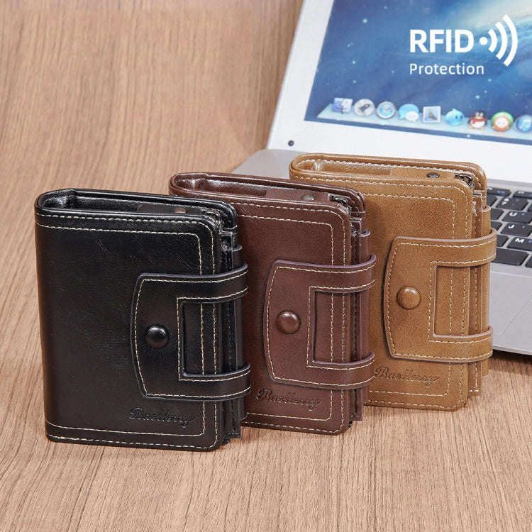 Baellerry D5112 RFID Anti-Theft Multi-Card Slot Buckle Tri-fold Zipper Short Wallet Coin Purse(Co...