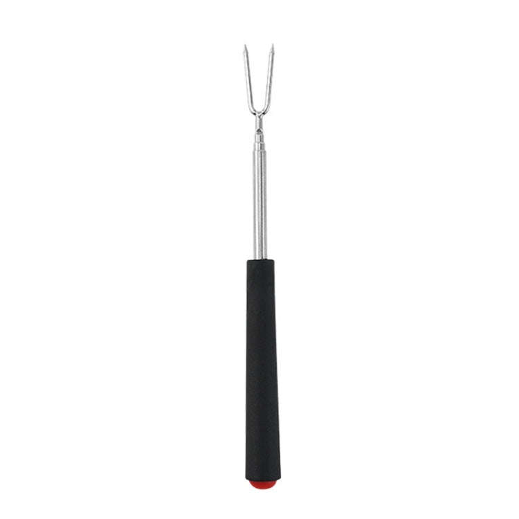 V-Shape Outdoor Portable Barbecue Fork Stainless Steel Barbecue Tool, Style: Retractable Red