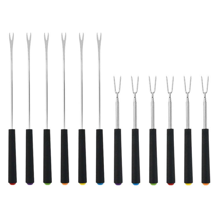 V-Shape Outdoor Portable Barbecue Fork Stainless Steel Barbecue Tool, Style: Retractable Green