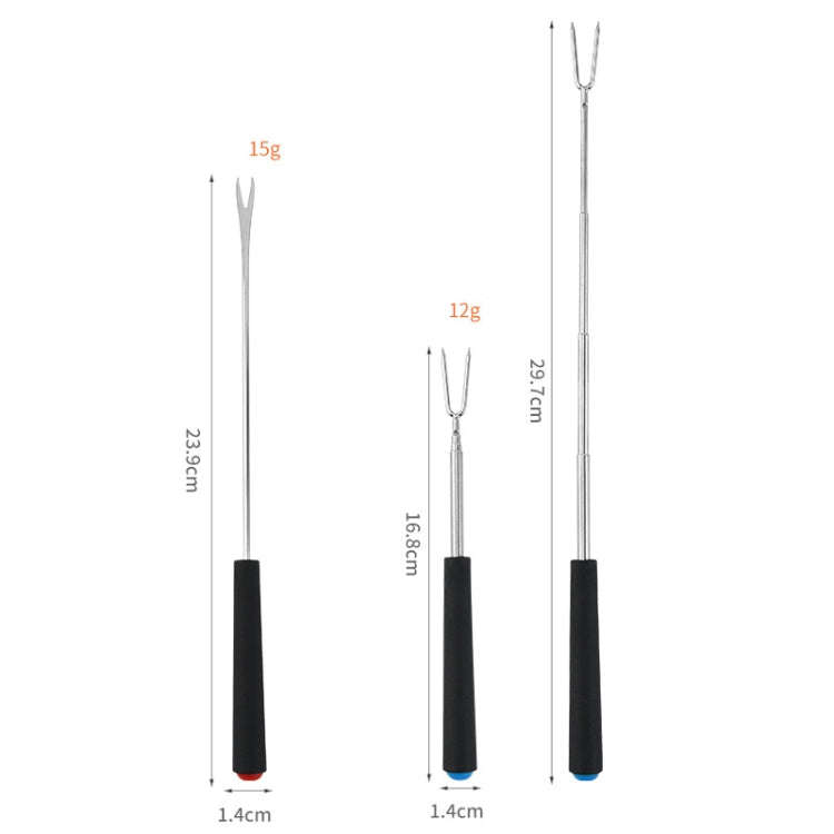 V-Shape Outdoor Portable Barbecue Fork Stainless Steel Barbecue Tool, Style: Retractable Green