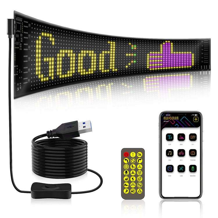 9.2x37.4cm16 x 64 LEDs Car Flexible Display Advertising Screen APP Bluetooth Smart Screen