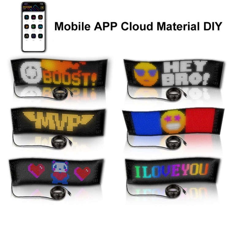 9.2x37.4cm16 x 64 LEDs Car Flexible Display Advertising Screen APP Bluetooth Smart Screen