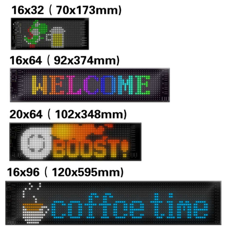 10.2x34.8cm20 x 64 LEDs Car Flexible Display Advertising Screen APP Bluetooth Smart Screen