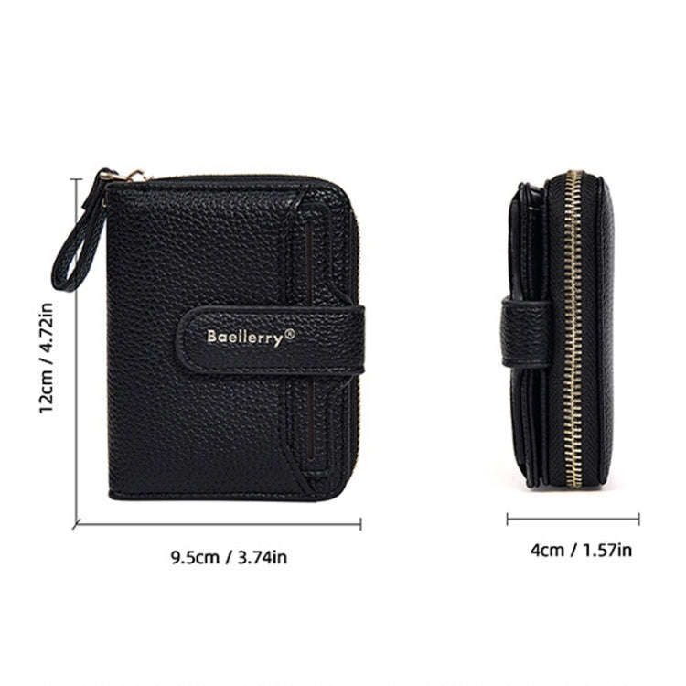 Baellerry N1915 Lychee Pattern Multi-card Slot Zipper Women Short Wallet(Light Pink)
