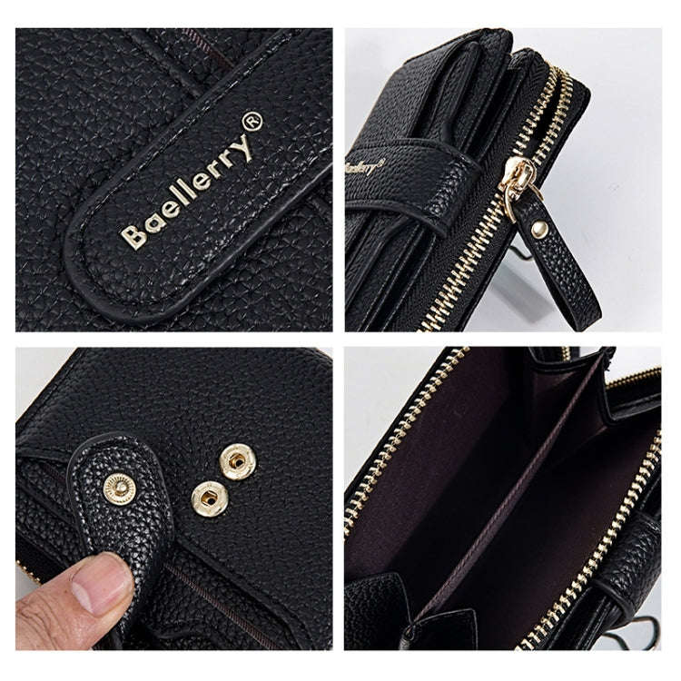 Baellerry N1915 Lychee Pattern Multi-card Slot Zipper Women Short Wallet(Light Pink)