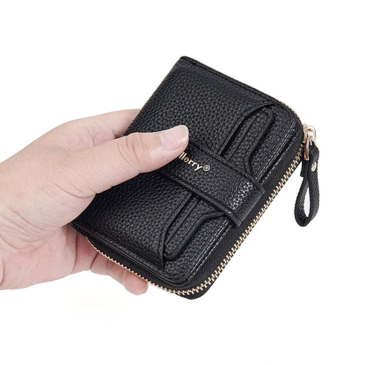 Baellerry N1915 Lychee Pattern Multi-card Slot Zipper Women Short Wallet(Light Pink)