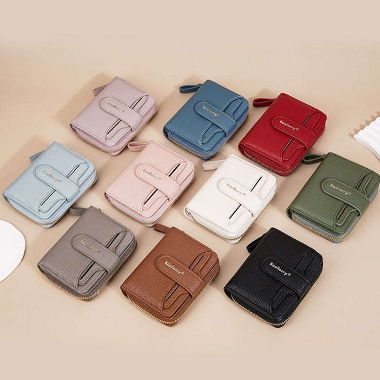 Baellerry N1915 Lychee Pattern Multi-card Slot Zipper Women Short Wallet(Light Pink)