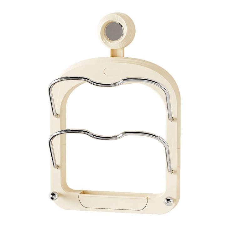 Wall Mount Pot Lids Holder No Punching Suction Cup Double Layer Storage Rack(Cream Color)