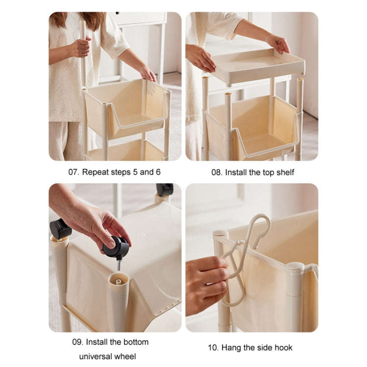 Household Movable Floor-Standing Trolley Bookcase Multifunctional Kitchen Bedroom Shelf With Whee...