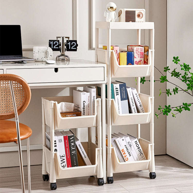 Household Movable Floor-Standing Trolley Bookcase Multifunctional Kitchen Bedroom Shelf With Whee...