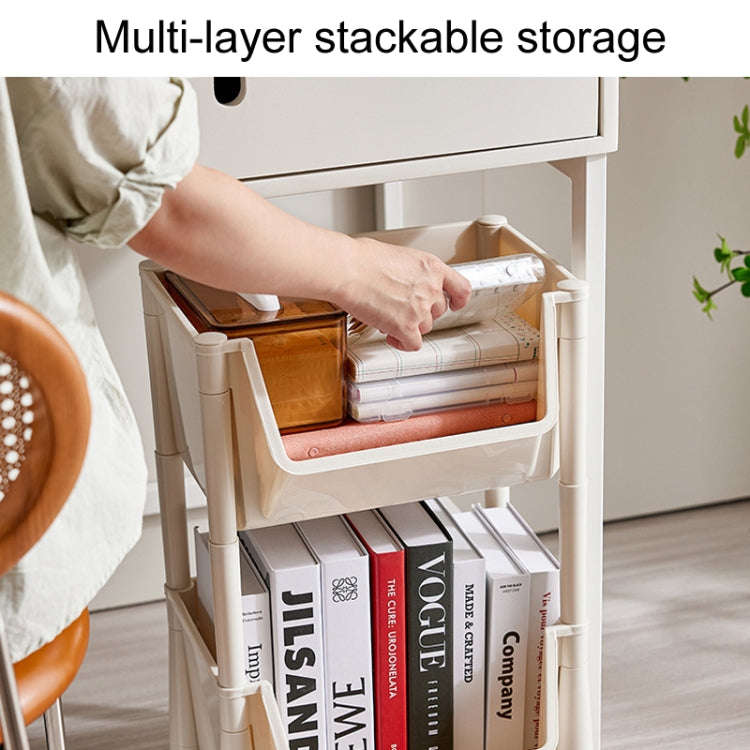 Household Movable Floor-Standing Trolley Bookcase Multifunctional Kitchen Bedroom Shelf With Whee...