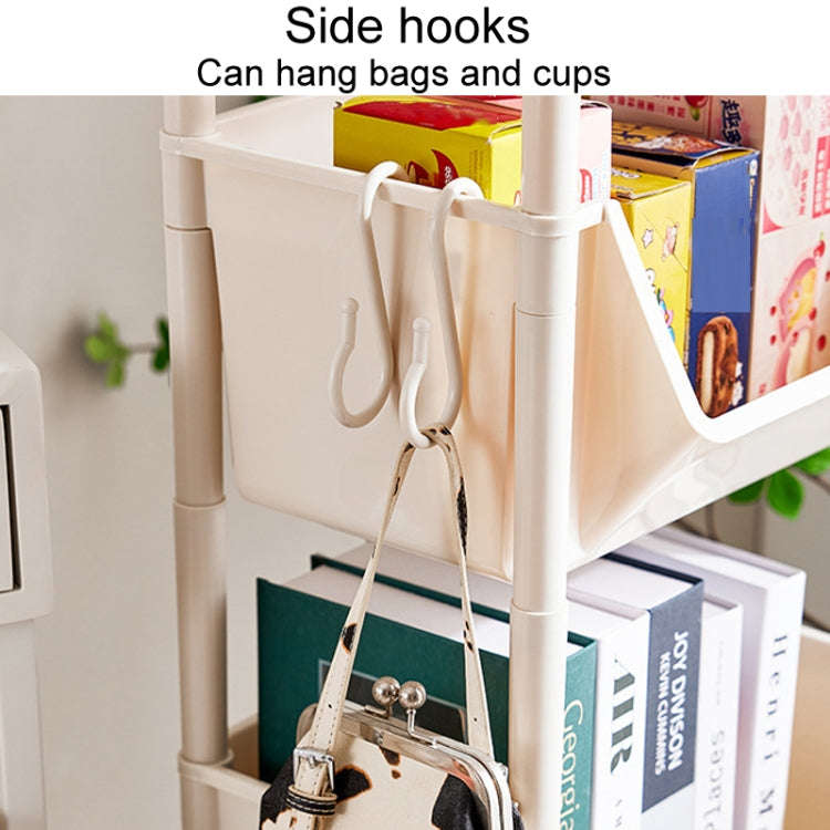 Household Movable Floor-Standing Trolley Bookcase Multifunctional Kitchen Bedroom Shelf With Whee...