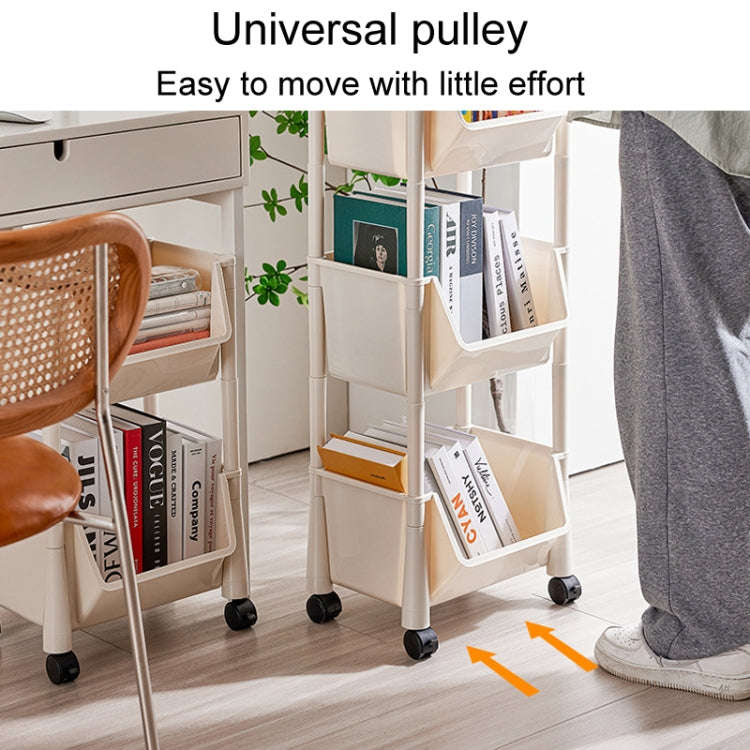 Household Movable Floor-Standing Trolley Bookcase Multifunctional Kitchen Bedroom Shelf With Whee...