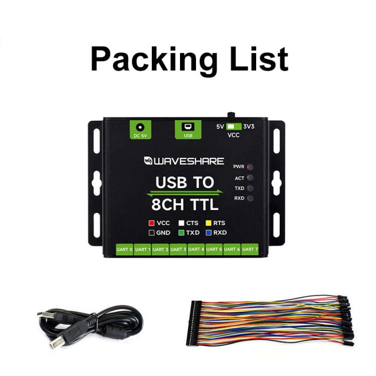 Waveshare 27076 Industrial USB TO TTL UART Serial Communication Module Converter(USB TO 8CH TTL)