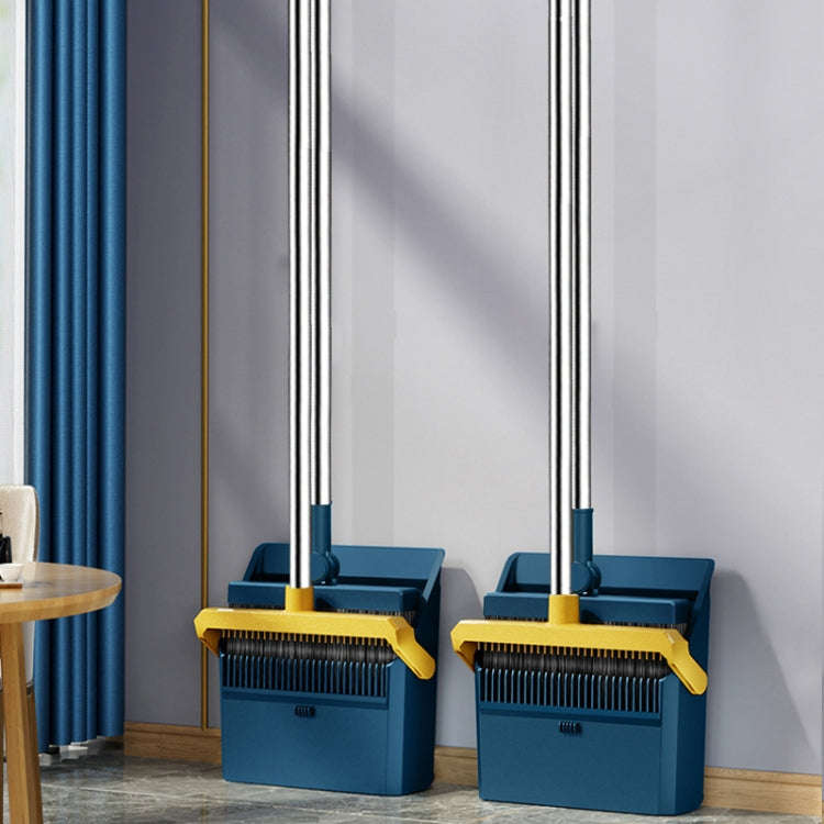 Broom And Dustpan Set With Double-Sided Tooth Scraping, Style: Snap Blue