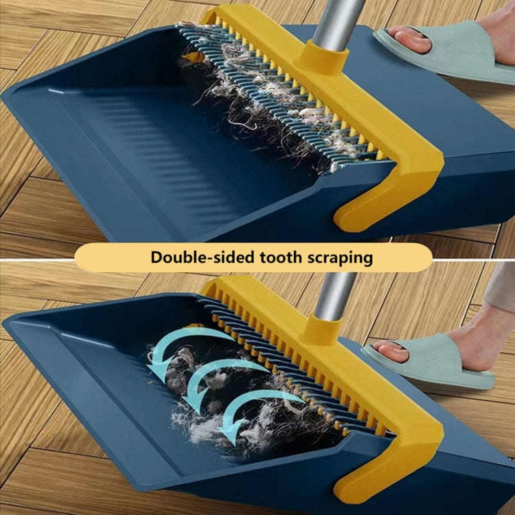 Broom And Dustpan Set With Double-Sided Tooth Scraping, Style: Snap Blue