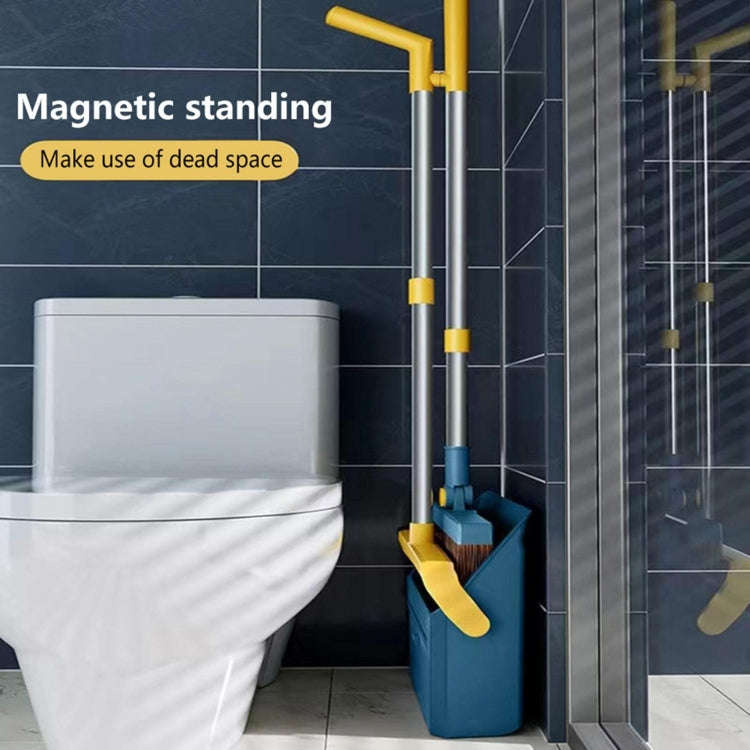 Broom And Dustpan Set With Double-Sided Tooth Scraping, Style: Snap Blue