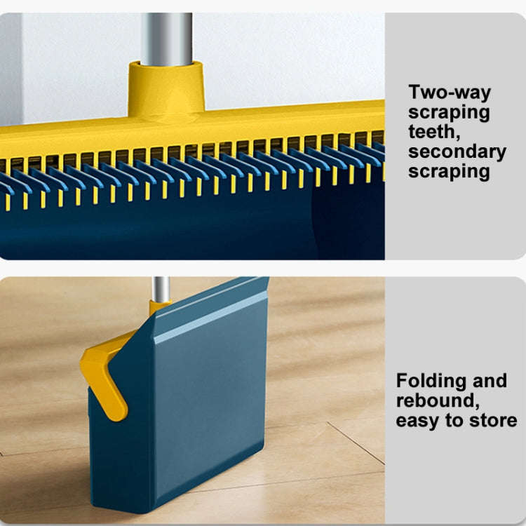 Broom And Dustpan Set With Double-Sided Tooth Scraping, Style: Snap Blue