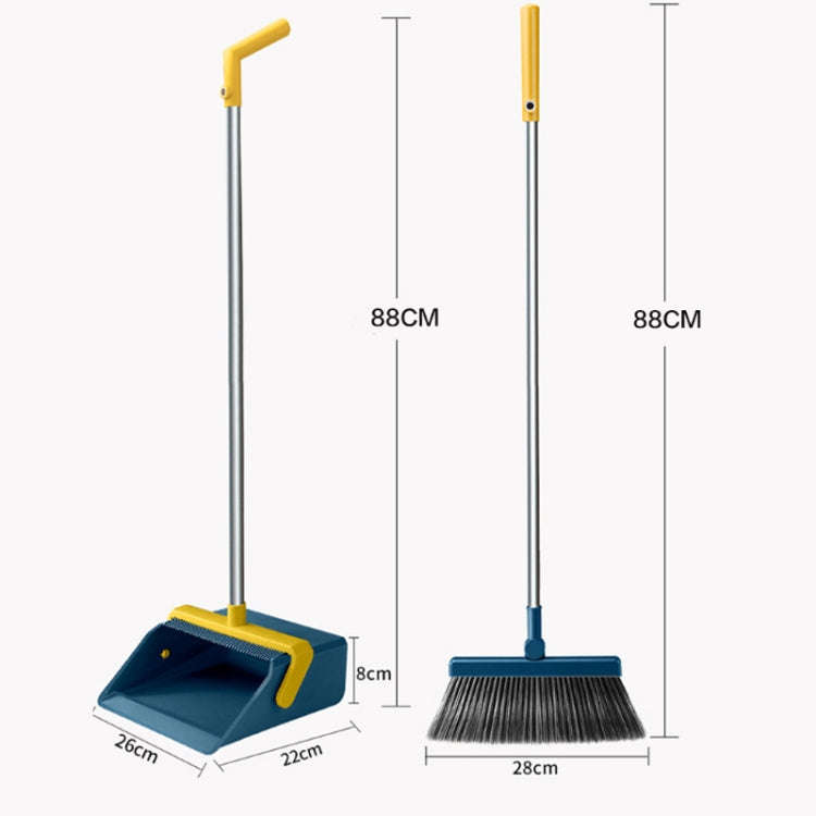 Broom And Dustpan Set With Double-Sided Tooth Scraping, Style: Snap Blue