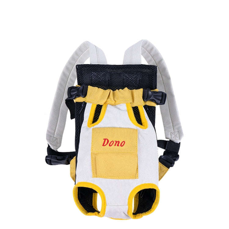 DONO Pet Four-legged Bag Outdoor Carrying Bag Breathable Backpack, Size: L(Yellow White)
