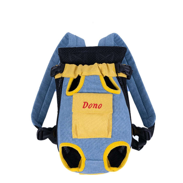 DONO Pet Four-legged Bag Outdoor Carrying Bag Breathable Backpack, Size: XL(Blue Yellow)