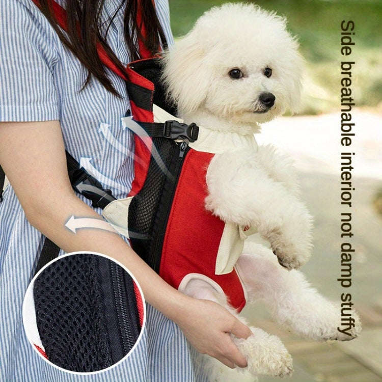 DONO Pet Four-legged Bag Outdoor Carrying Bag Breathable Backpack, Size: L(Red White)