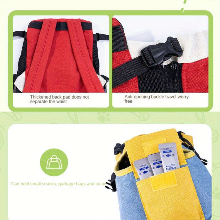 DONO Pet Four-legged Bag Outdoor Carrying Bag Breathable Backpack, Size: L(Red White)