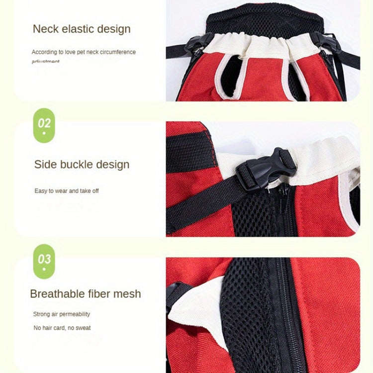 DONO Pet Four-legged Bag Outdoor Carrying Bag Breathable Backpack, Size: L(Red White)