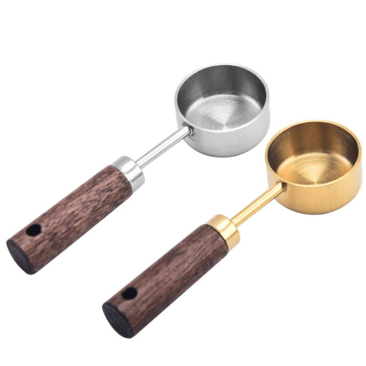 15ml Wooden Handle Stainless Steel Measuring Spoon Coffee Powder Milk Powder Spoon, Color: Silver