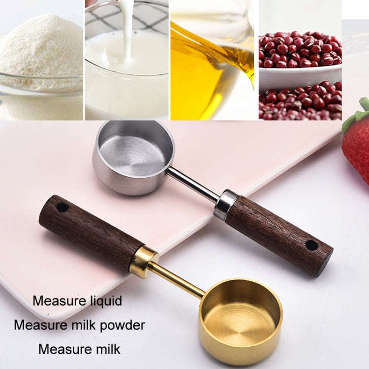 15ml Wooden Handle Stainless Steel Measuring Spoon Coffee Powder Milk Powder Spoon, Color: Gold