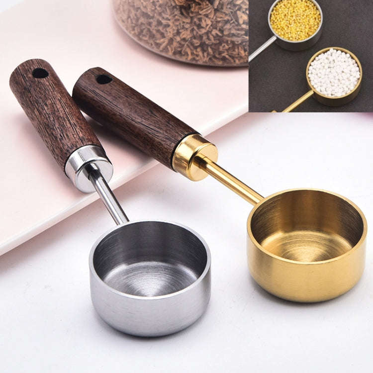 15ml Wooden Handle Stainless Steel Measuring Spoon Coffee Powder Milk Powder Spoon, Color: Silver