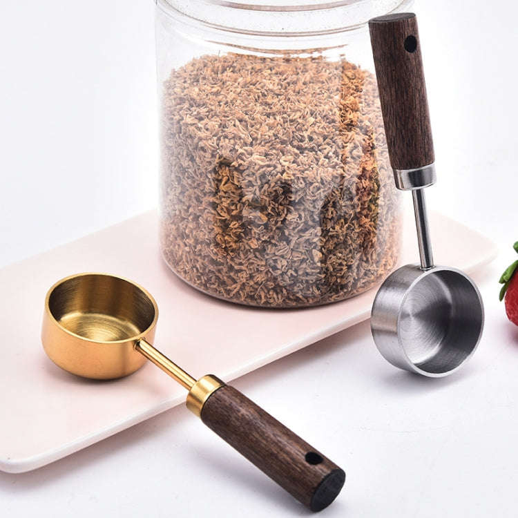 15ml Wooden Handle Stainless Steel Measuring Spoon Coffee Powder Milk Powder Spoon, Color: Gold