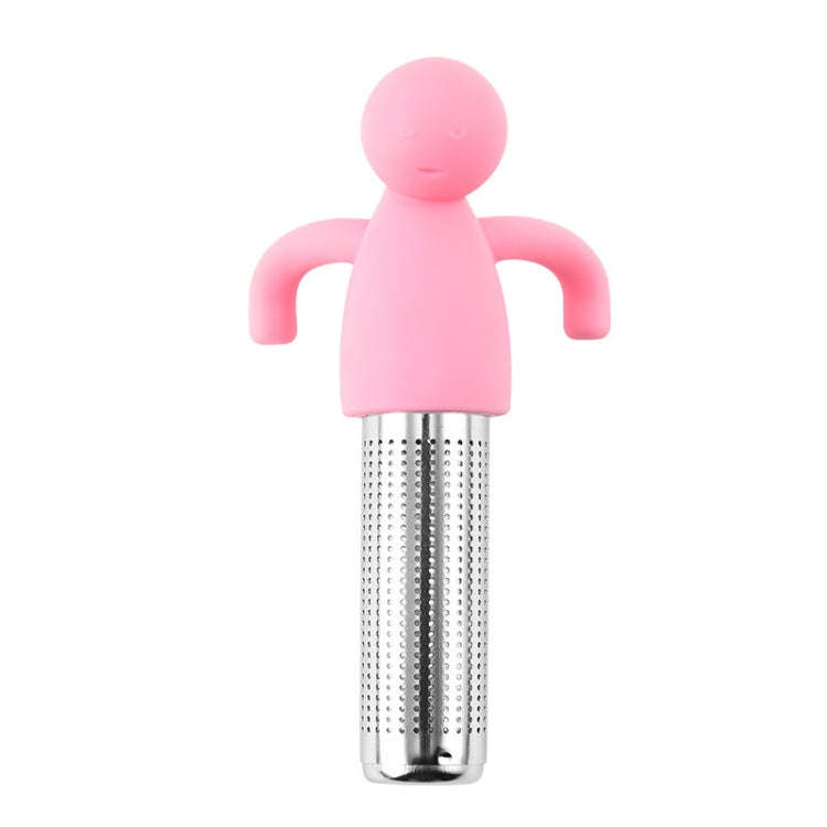Man Shape Tea Filter Brewer 304 Stainless Steel Tea Strainer(Pink)