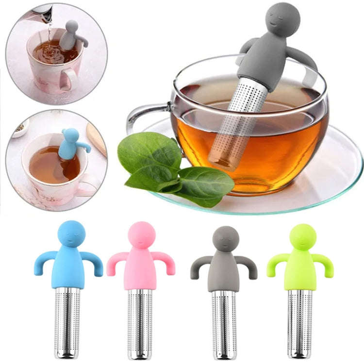 Man Shape Tea Filter Brewer 304 Stainless Steel Tea Strainer(Pink)