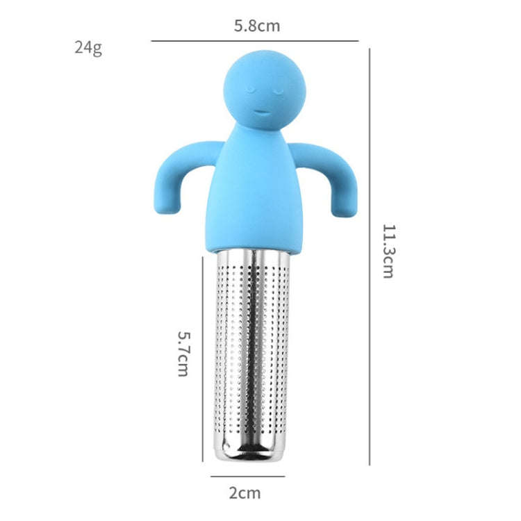 Man Shape Tea Filter Brewer 304 Stainless Steel Tea Strainer(Blue)