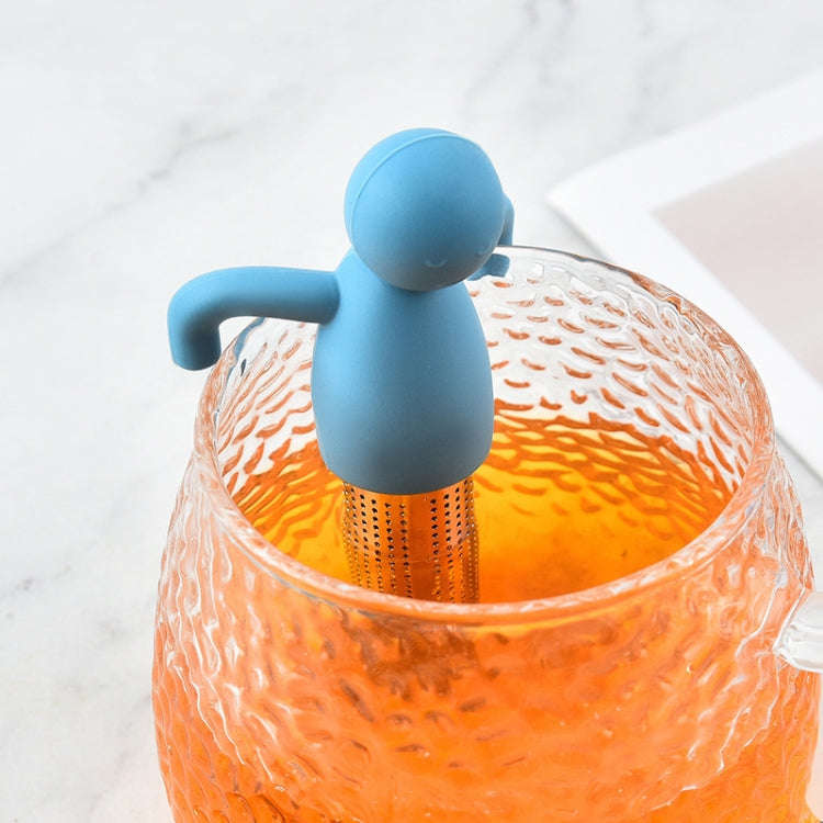 Man Shape Tea Filter Brewer 304 Stainless Steel Tea Strainer(Blue)