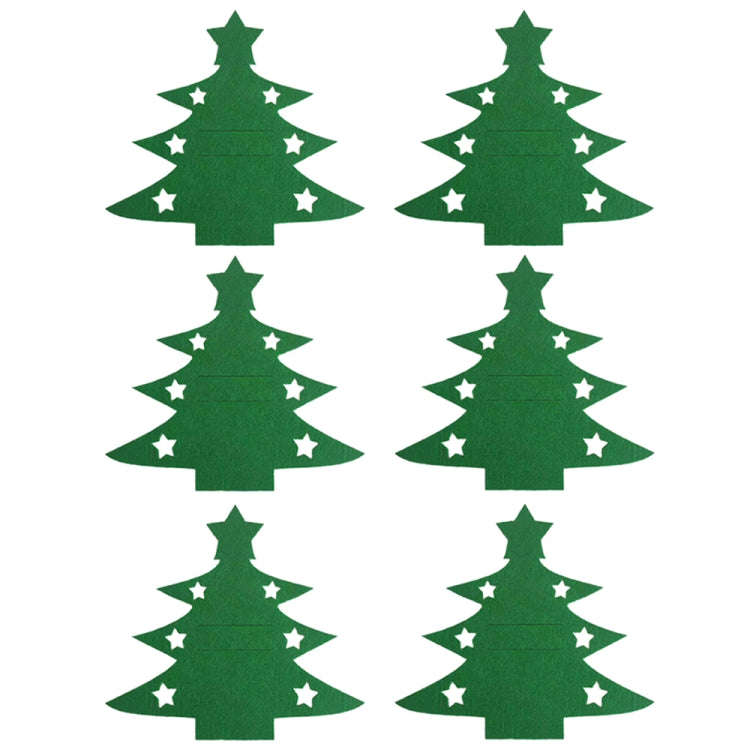 6pcs /Pack Christmas Decorations Christmas Tree Shape Knife and Fork Sleeve Tableware Bag(Green)