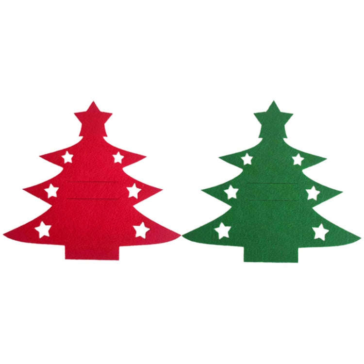 6pcs /Pack Christmas Decorations Christmas Tree Shape Knife and Fork Sleeve Tableware Bag(Red)