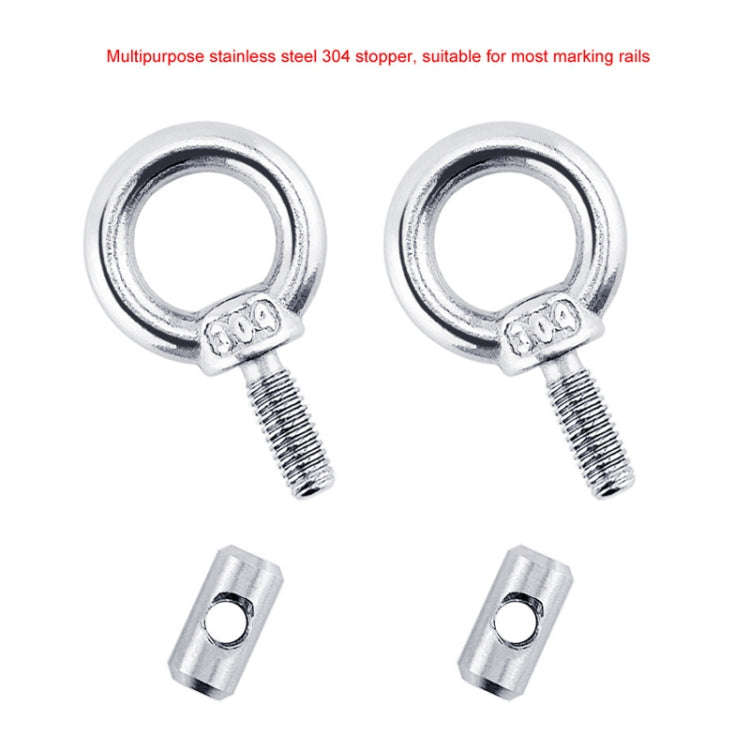 RV Sunshade 304 Stainless Steel Slide Rail Ring, Specifications: 2pcs M4 Ring + Cylinder + Silver...