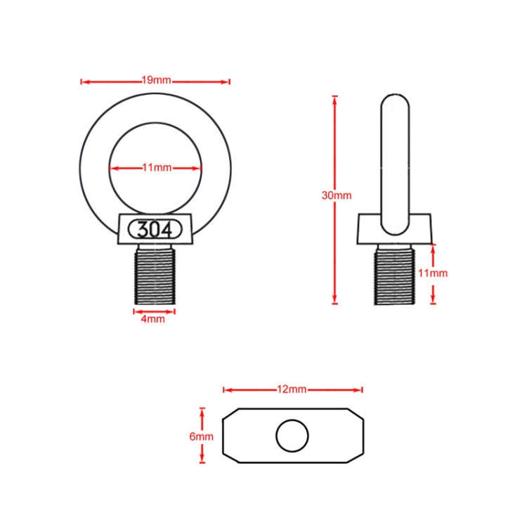 RV Sunshade 304 Stainless Steel Slide Rail Ring, Specifications: 2pcs M4 Ring + Cylinder + Silver...