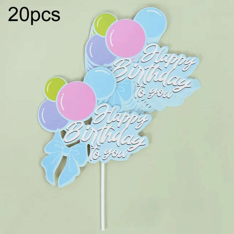 20pcs Birthday Party Cake Toppers Baking Cake Ornament Flags Dessert Decoration, Style: Balloon 1