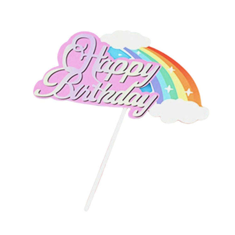 20pcs Birthday Party Cake Toppers Baking Cake Ornament Flags Dessert Decoration, Style: Rainbow 2
