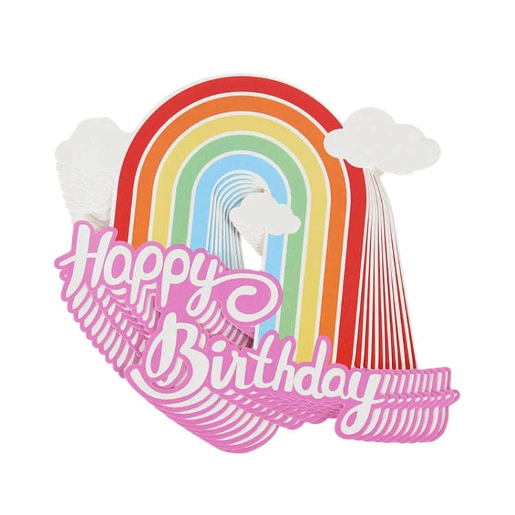 20pcs Birthday Party Cake Toppers Baking Cake Ornament Flags Dessert Decoration, Style: Rainbow 2