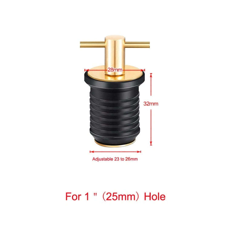 Marine Motorboat Deck Cross Drain Plug Screw, Size: Copper For 25mm