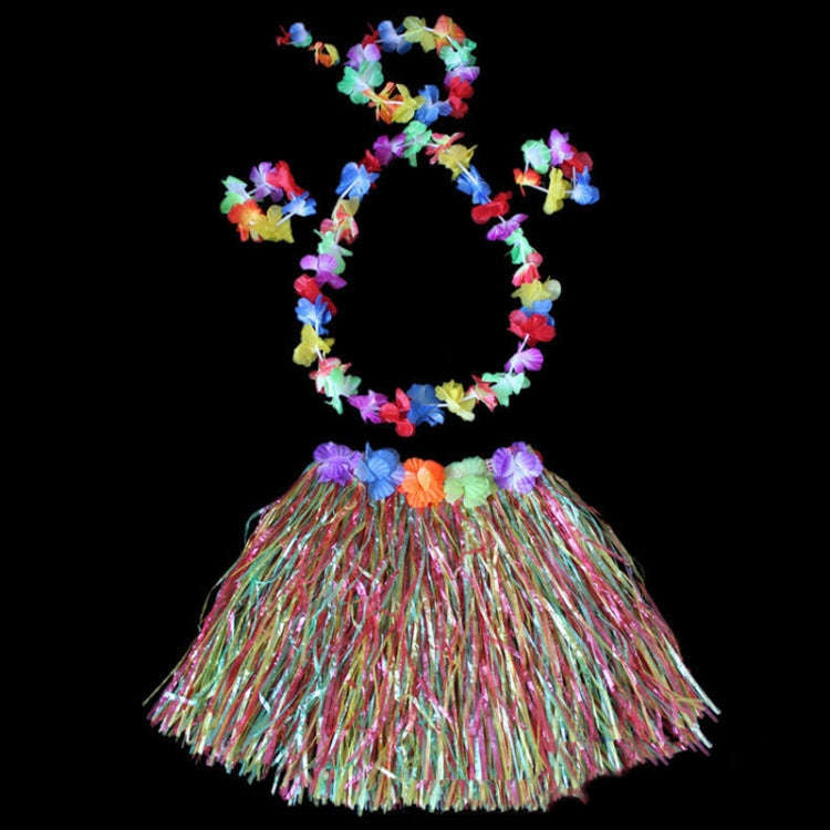 30cm Halloween Hula Show Costume Hawaii Party Decoration, Color: Grass Skirt+Garland Colorful