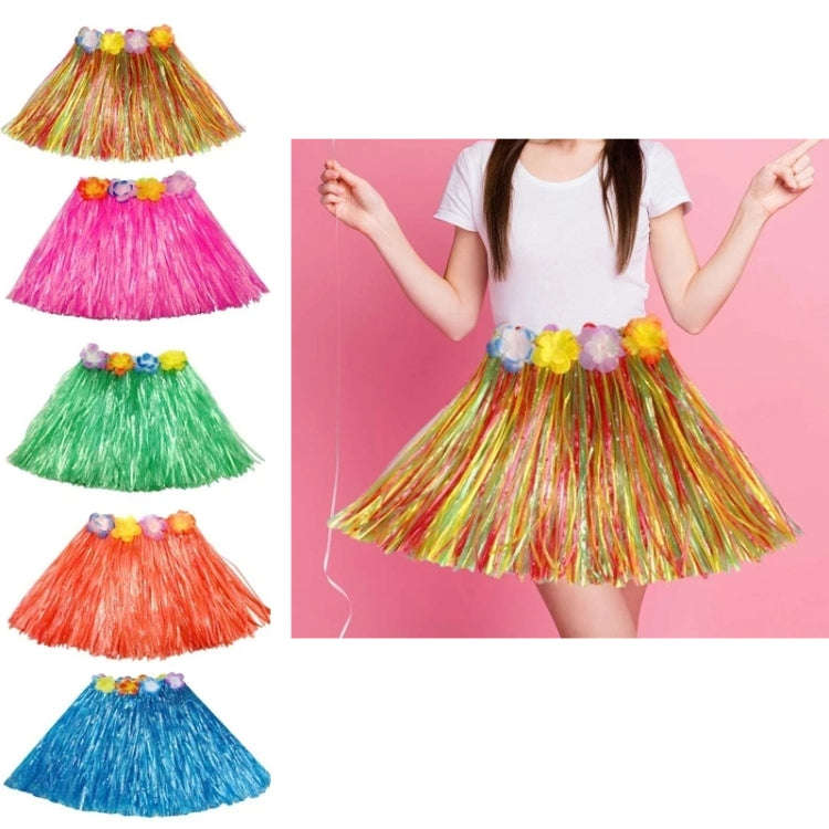 30cm Halloween Hula Show Costume Hawaii Party Decoration, Color: Grass Skirt+Garland Colorful