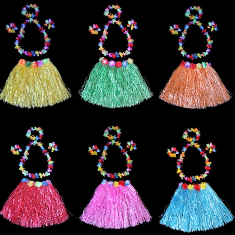 30cm Halloween Hula Show Costume Hawaii Party Decoration, Color: Grass Skirt+Garland Colorful