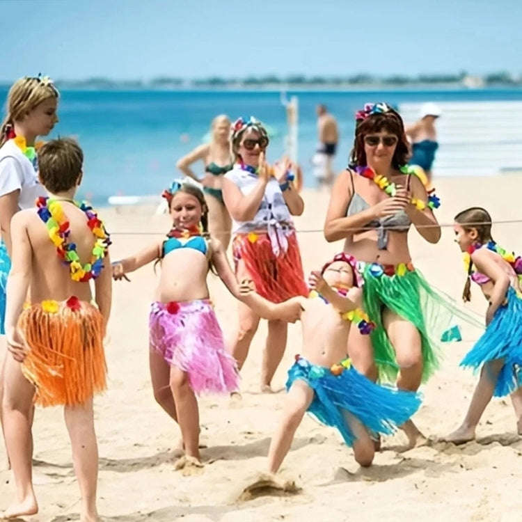30cm Halloween Hula Show Costume Hawaii Party Decoration, Color: Grass Skirt+Garland Colorful
